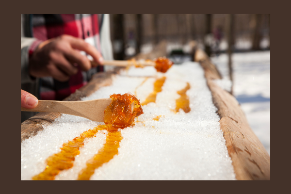 maple syrup on snow